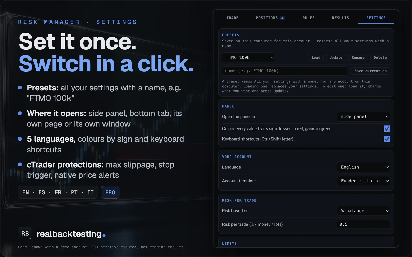 Settings · Risk Manager