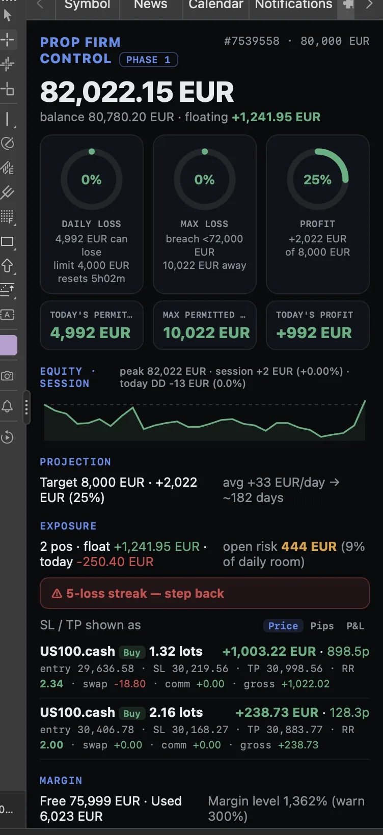 Screenshot 1 · Prop Firm Control